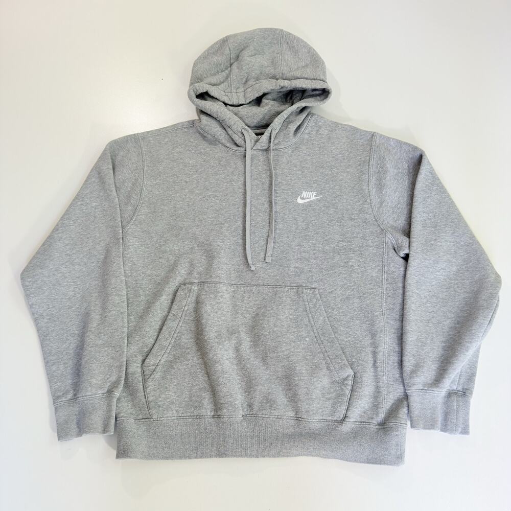 Nike Sportswear Men's Small Heather Gray Club Fleece Cotton Pullover Hoodie Top